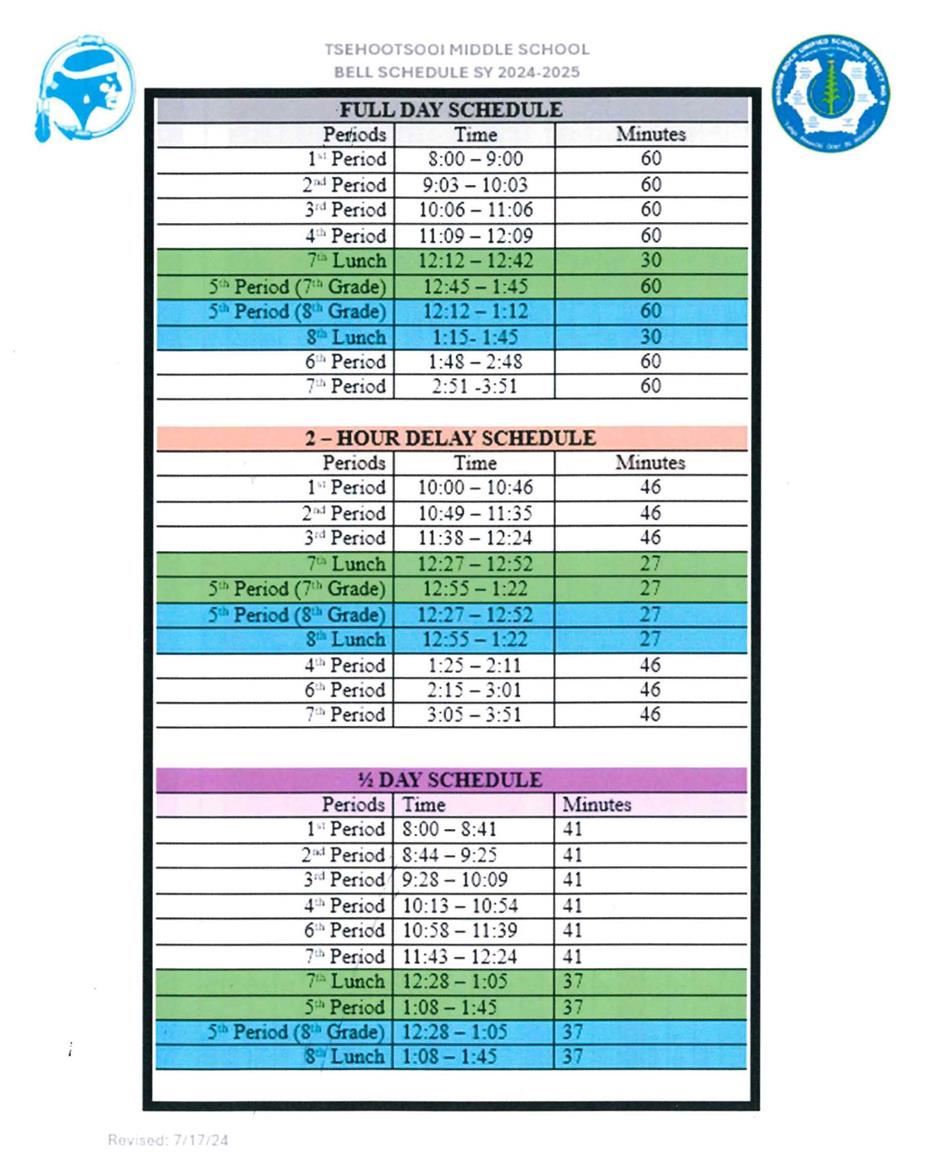 TMS Bell Schedule 2023-2024